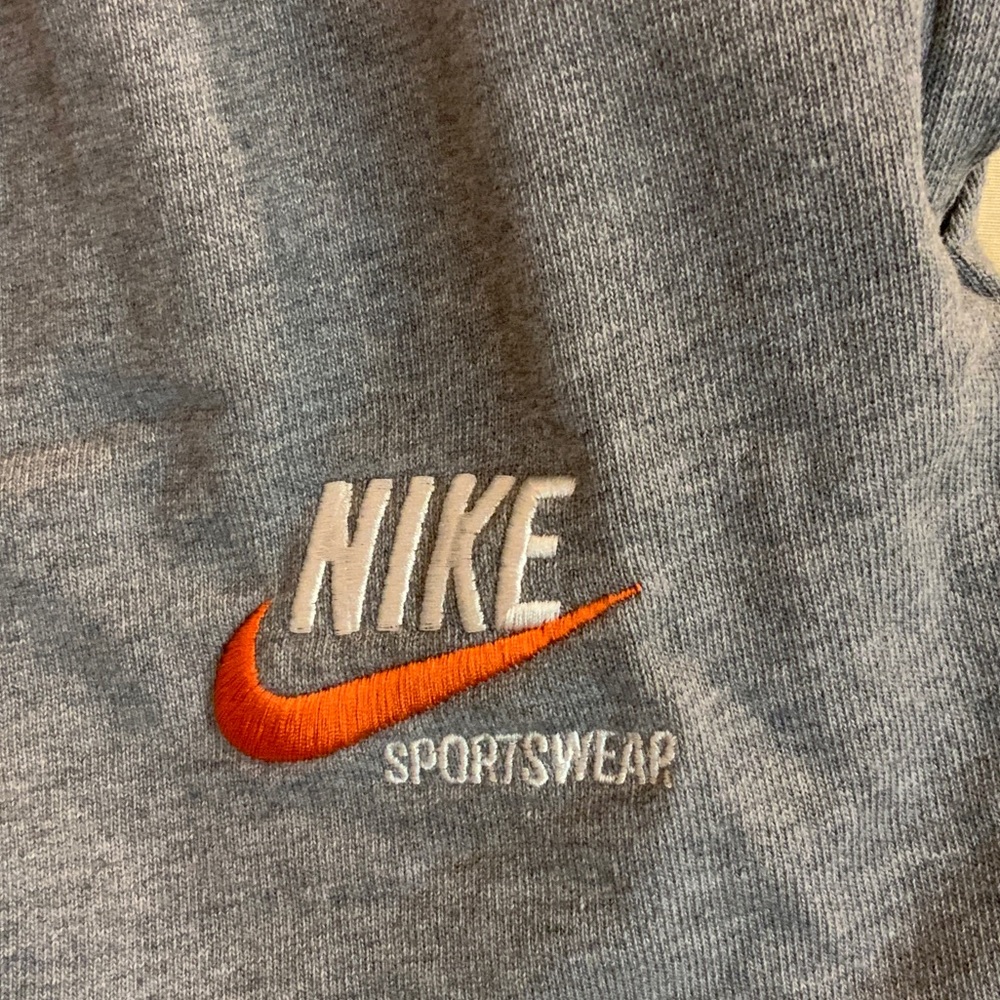 Nike Men’s Gray Athletic Shorts with Orange Swoosh - Picture 2 of 9